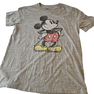 Disney Mickey Mouse Shirt Mens XL Gray Graphic Tee Classic Cartoon Vintage Style